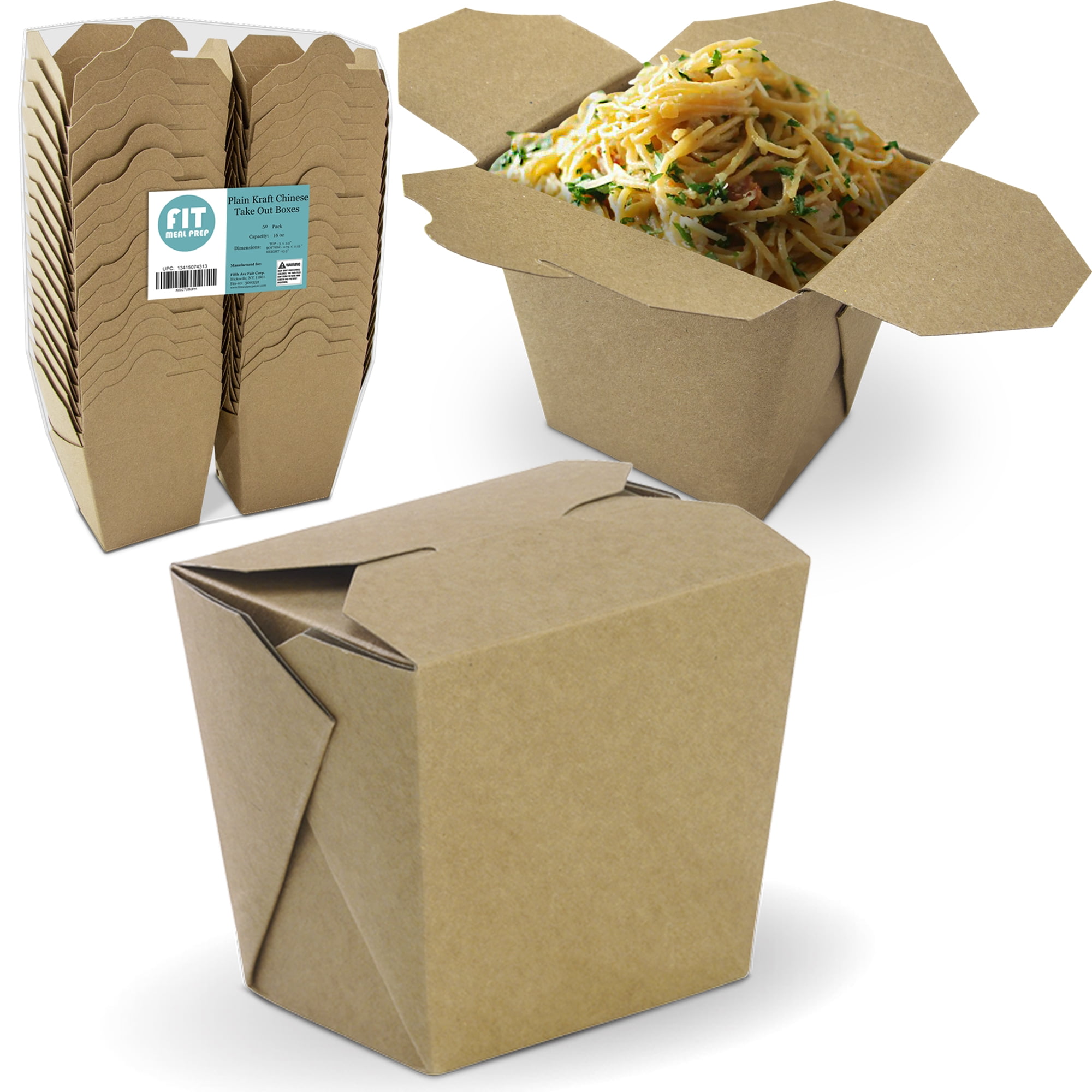 50] 16 Oz & [50] Mini 8 Oz Brown Chinese Takeout Box Combo Pack by Avant  Grub
