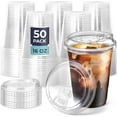 thumbnail image 1 of 50 Pack 16 oz Clear Plastic Cups with Strawless Sip Lids, Disposable Plastic Coffee Cups with Lids, To Go Cups for Iced Coffee, Smoothies, Soda, Party Drinks, Bubble Tea, 1 of 5