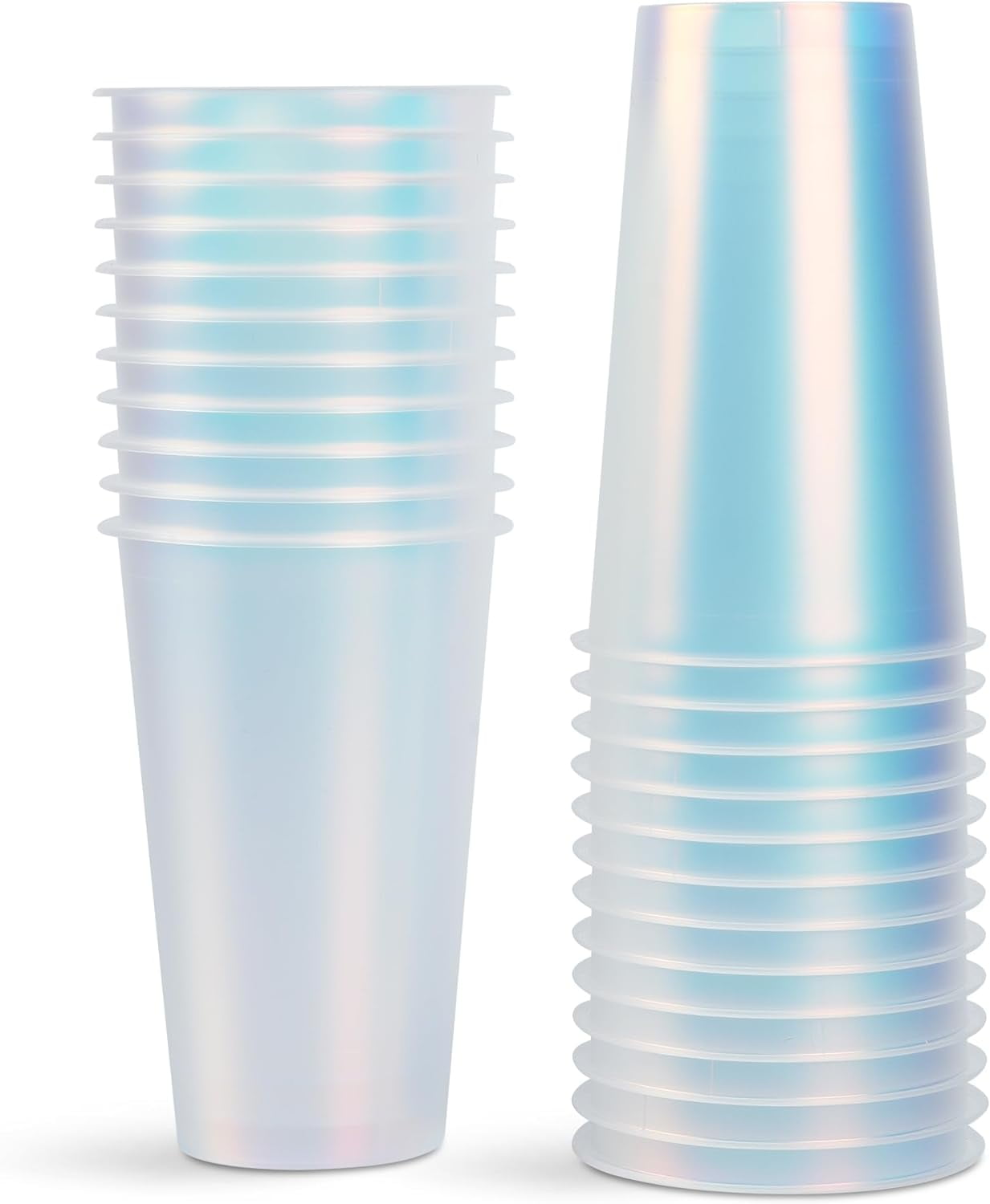 Disposable Party Cups - 50 Pack 16 oz Heavy Duty Iridescent Cups ...