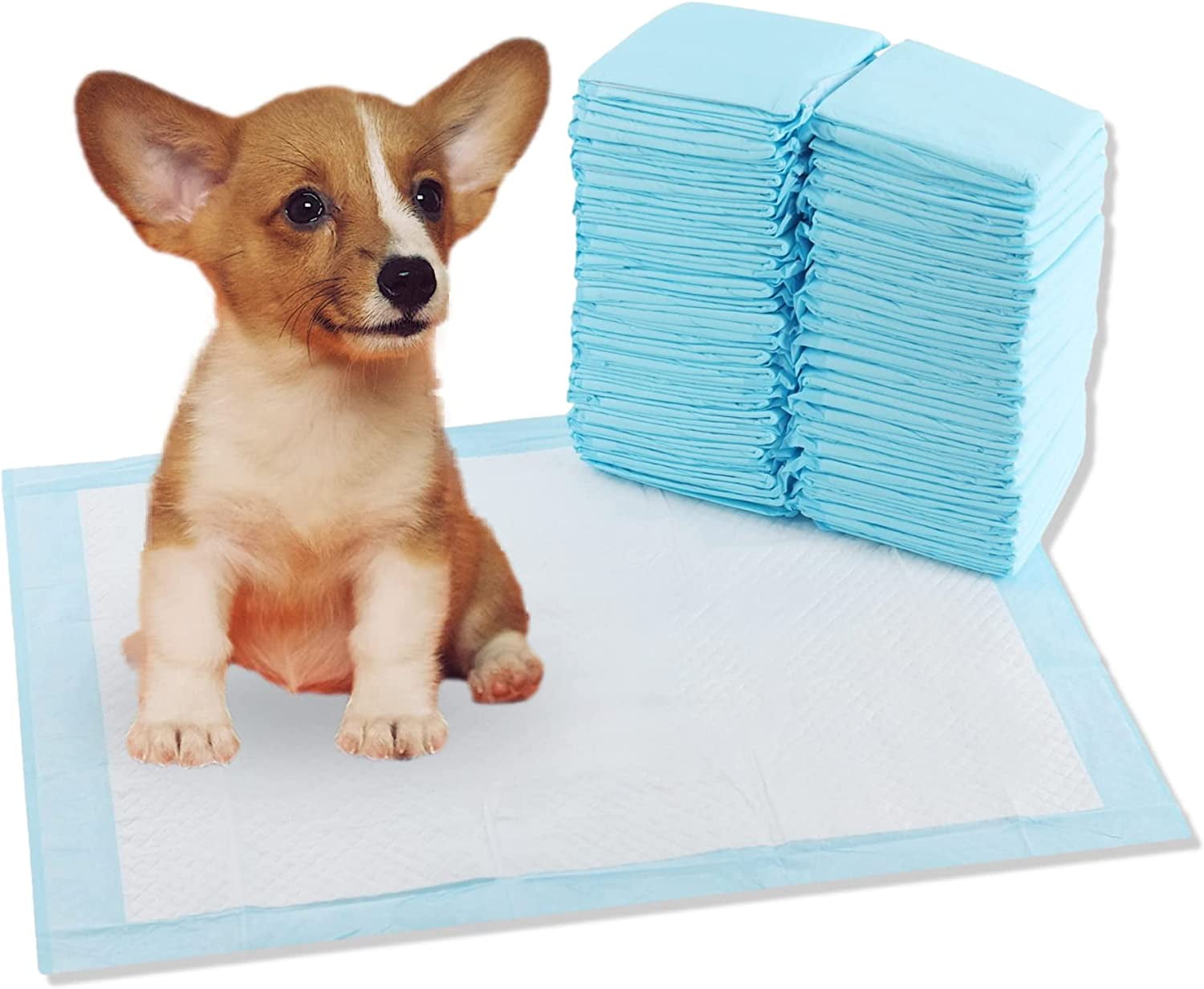 (50 Pack) 17.8"x23.5" (45x60cm) Quick-Dry Dog and Puppy Toilet Training Pads - Ultra Absorbent Pet Pee Pads - with Leak-Proof Moisture Locking Technology - Perfect for Medium Dogs, Cats, and Rabbits