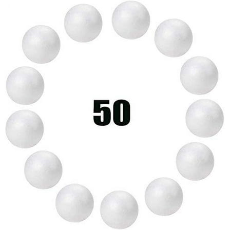 Hesmartly 50 Pieces 1Inch White Craft Polystyrene Smooth Balls for DIY Projects Arts Crafts Supplies