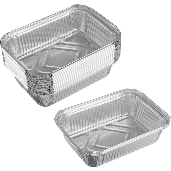 [50 Pack] 1LB Oblong Take Out Foil Baking Pans with Dome Lids - 705 Aluminum Pan for Baking, Roasting, Potluck, Reheating, Catering, Party, BBQ, Baking by EcoQuality