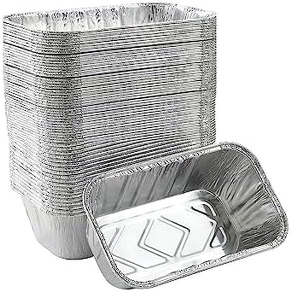 (50 Pack) 1Lb mini Loaf Pans Heavy Duty Disposable Aluminum Foil Bread Tins Standard Size 6" X 3.5" X 2.5" Oven Safe Sturdy Small Bread Tin Pans 1 Pound Loaf Pans
