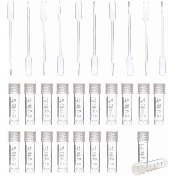 50 Pack 1ml Plastic Graduated Tube Mini Clear Essential Oils Sample Bottles with 10pcs Plastic Droppers for Essential Oils Chemistry Lab Chemicals Perfumes Cosmetic Liquid Making DIY