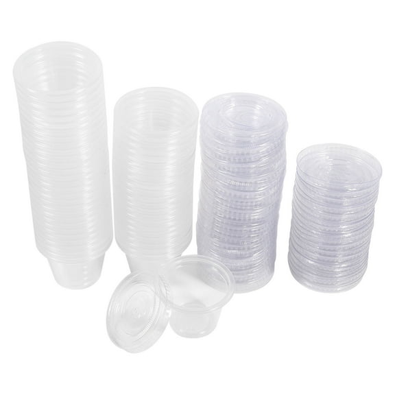 50-Pack 1oz Plastic Sauce Cups with Lids - Disposable Condiment Containers for Takeaway