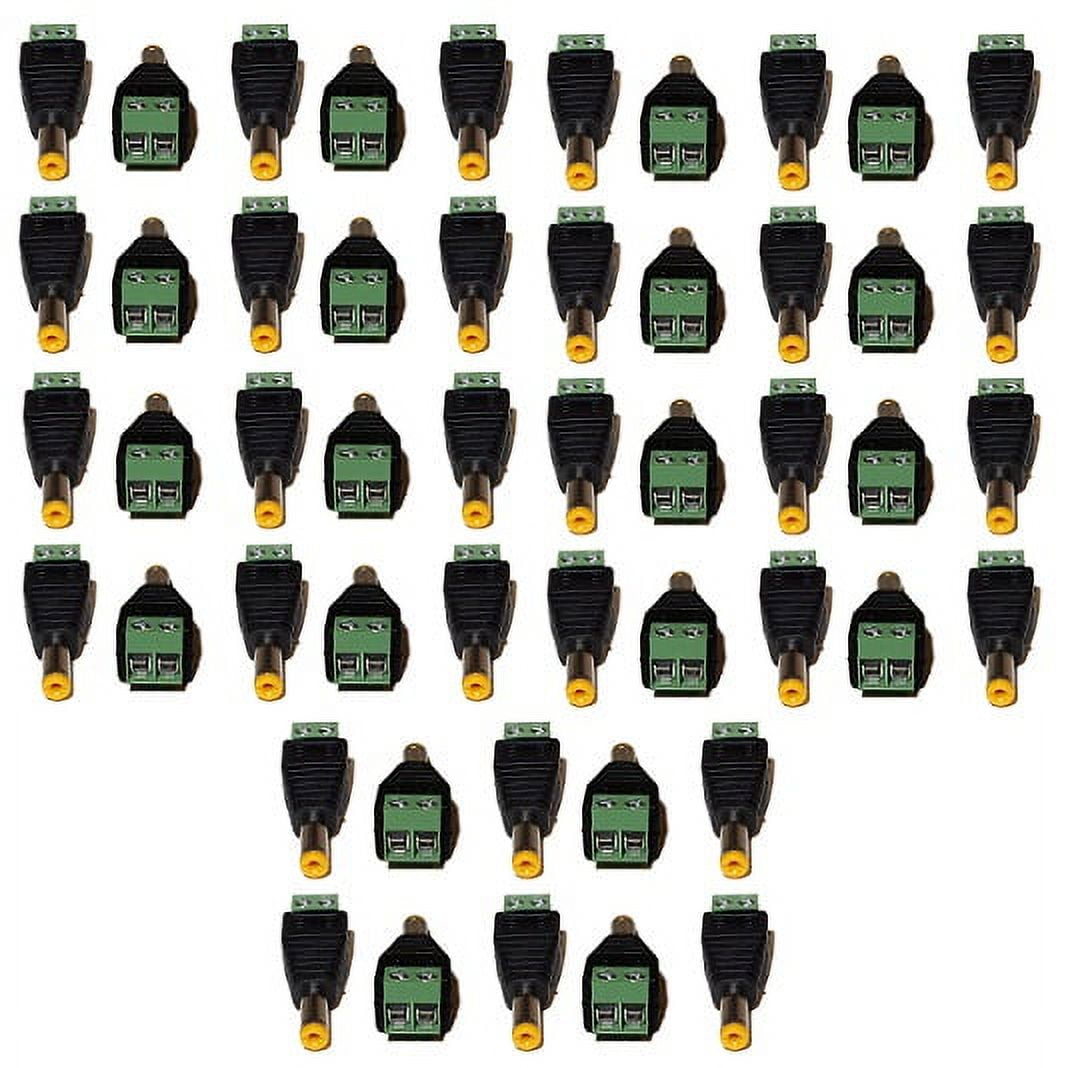 50 Pack 2.1mm x 5.5mm Male CCTV Camera DC Power Connector: Electronics ...