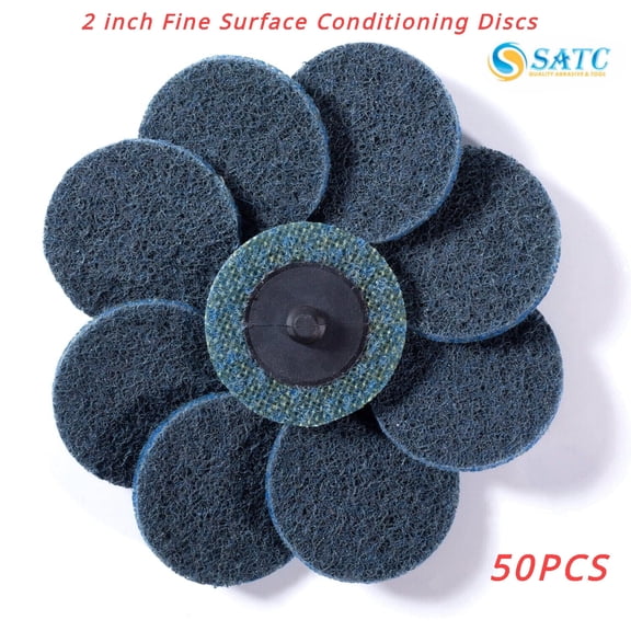 SATC 50Pcs 2" Non-Woven Roll Lock Sanding Discs for Polishing with Fine Grit
