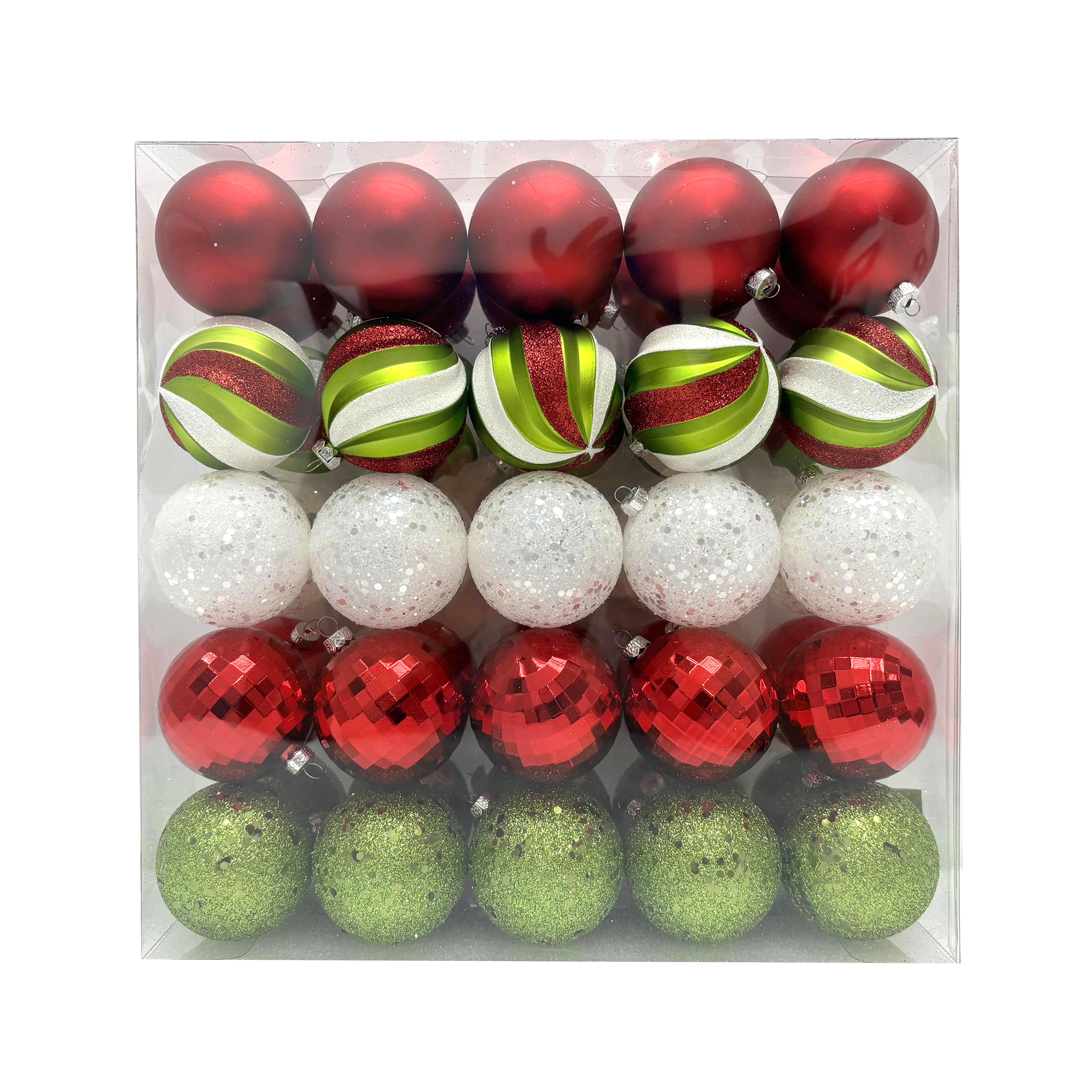 50 Pack 2" Red, White & Green Matte Shatterproof Ball Ornament Mix by Ashland - Christmas Ornaments