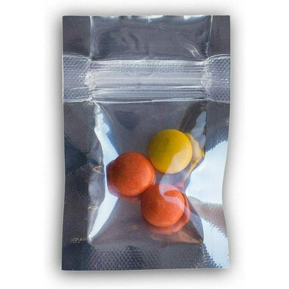 50 Pack 2"x3" Mylar Clear/Silver Aluminum Foil Resealable Flat Bags Heat Seal Zipper Lock Reusable Storage Pouches for Zip Food Storage Lock Packaging with Tear Notches