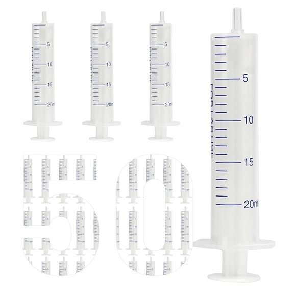 50 Pack 20 ml Plastic Syringe, luer Slip Syringe, Used in Scientific Laboratories, Liquid refilling, DIY Crafts, Scientific Labs By