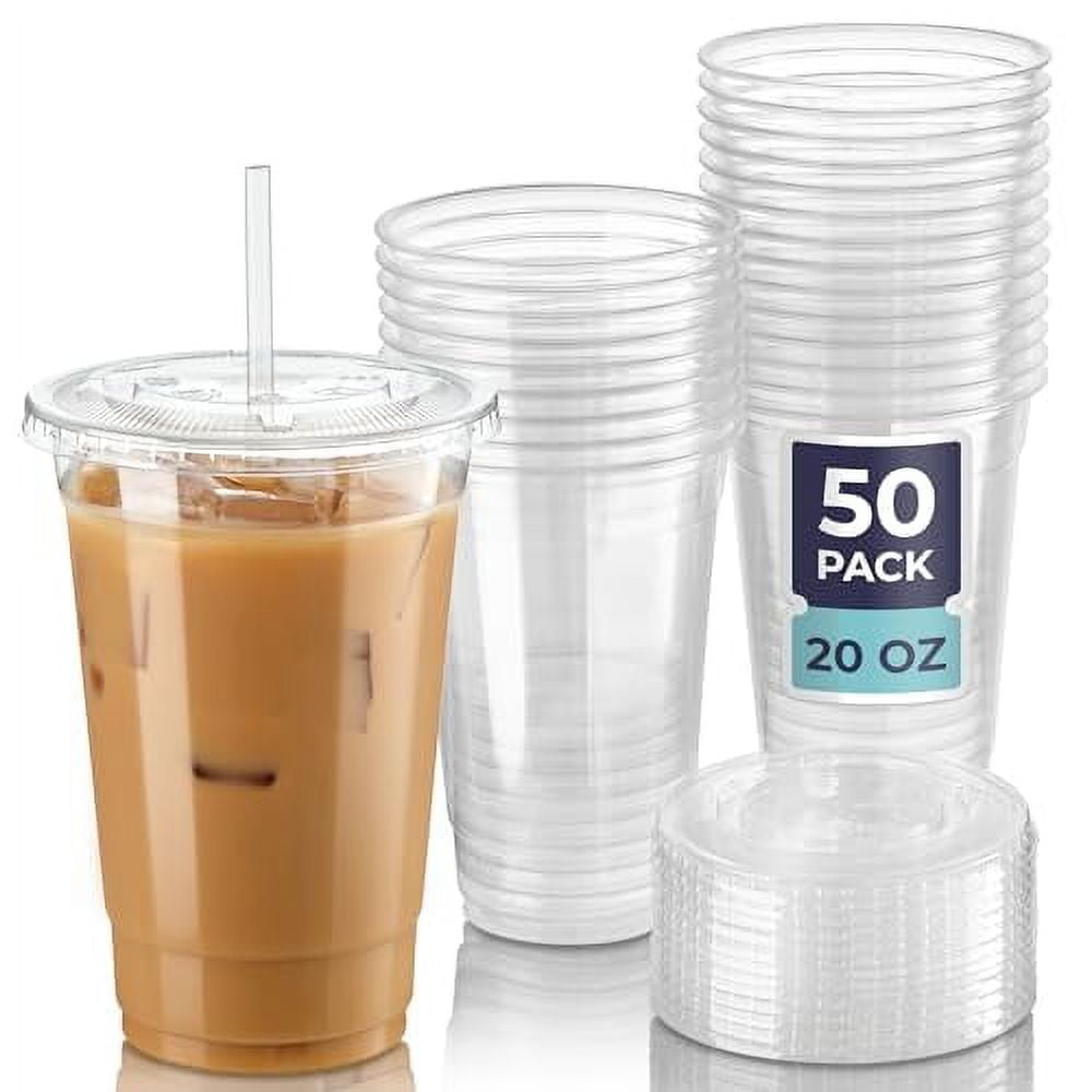 12oz Disposable Pet Clear Plastic Smoothie Cups with Clear Flat Lids a –  EcoQuality Store