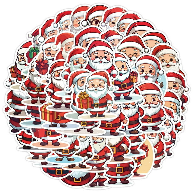 50Pack 2024 New Nordic Style Christmas Doodle Stickers Festive DIY