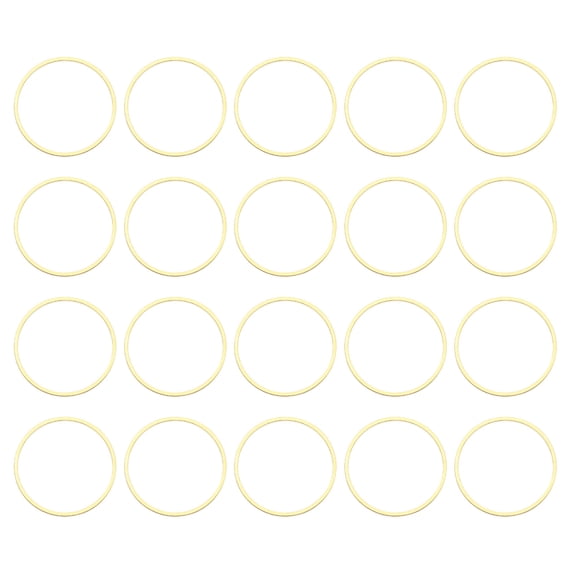 50 Pack 20mm Brass Hollow Circle Bezel Round Linking Rings(Gold)
