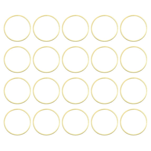 50 Pack 22mm Brass Hollow Circle Bezel Round Linking Rings(Gold)