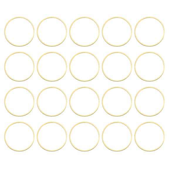 50 Pack 22mm Brass Hollow Circle Bezel Round Linking Rings(Gold)