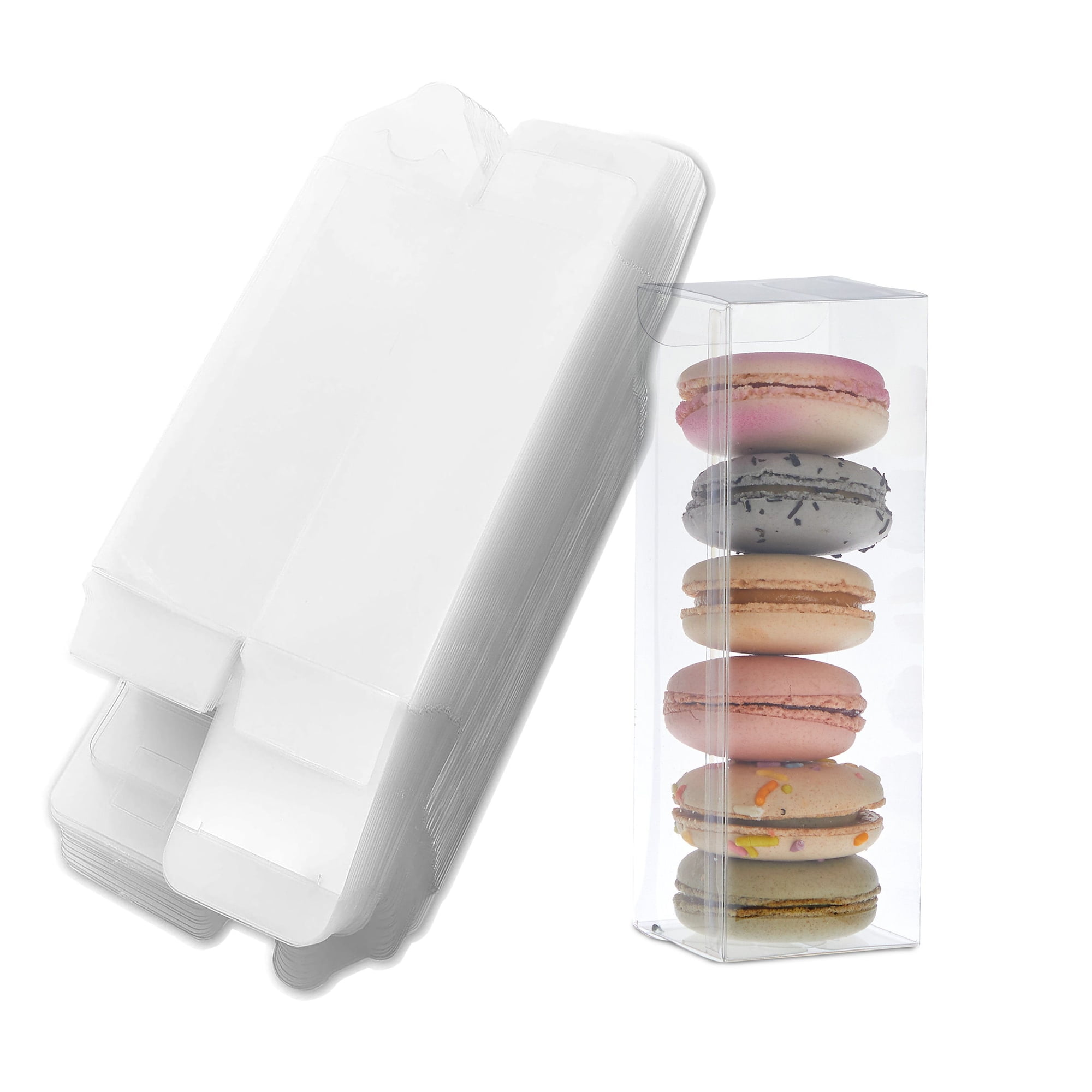 50 Pack Clear Favor Boxes, 3x3x3 Transparent Macaron Candy
