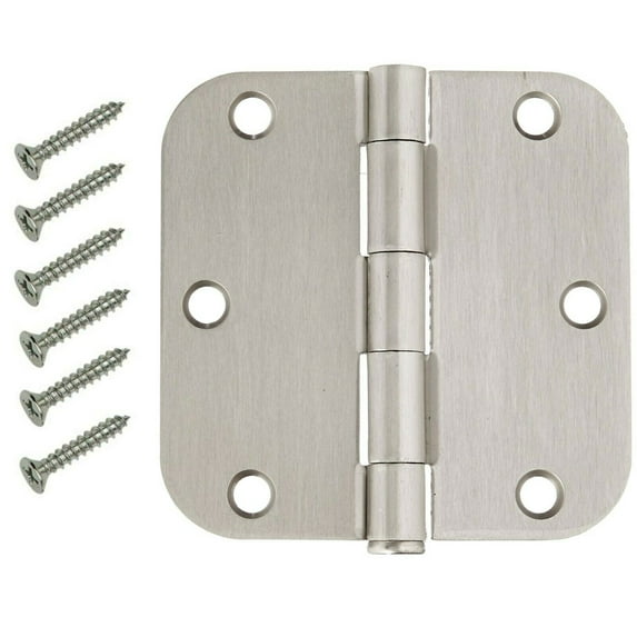 50 Pack 3.5" Satin Nickel Interior Door Hinges with 5/8" Radius Hinge Household