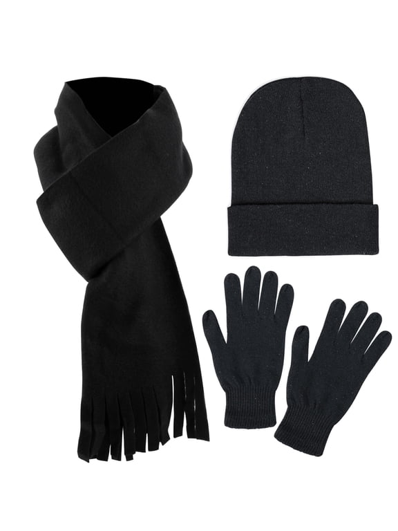 50 Pack 3 Piece Unisex Cold Winter Weather Stretch Knit Beanie Hat, Scarf & Glove Sets for Men & Women in Assorted Colors - 150 Pieces Total