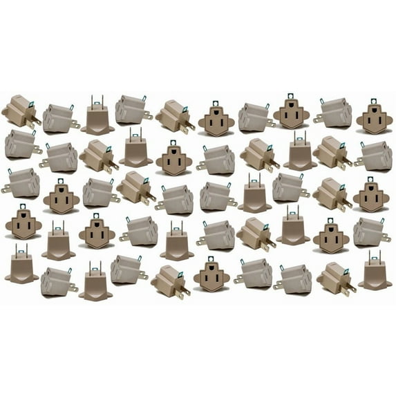 50 Pack 3 to 2 prong AC Polarized Grounding AC Power Plug Adapter ETL RATED GRAY