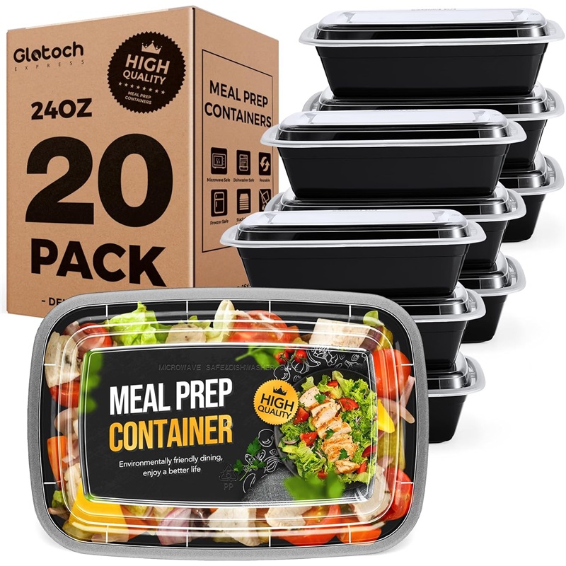 50 Pack 32 oz Meal Prep Containers Reusable, 2 Compartment Food ...