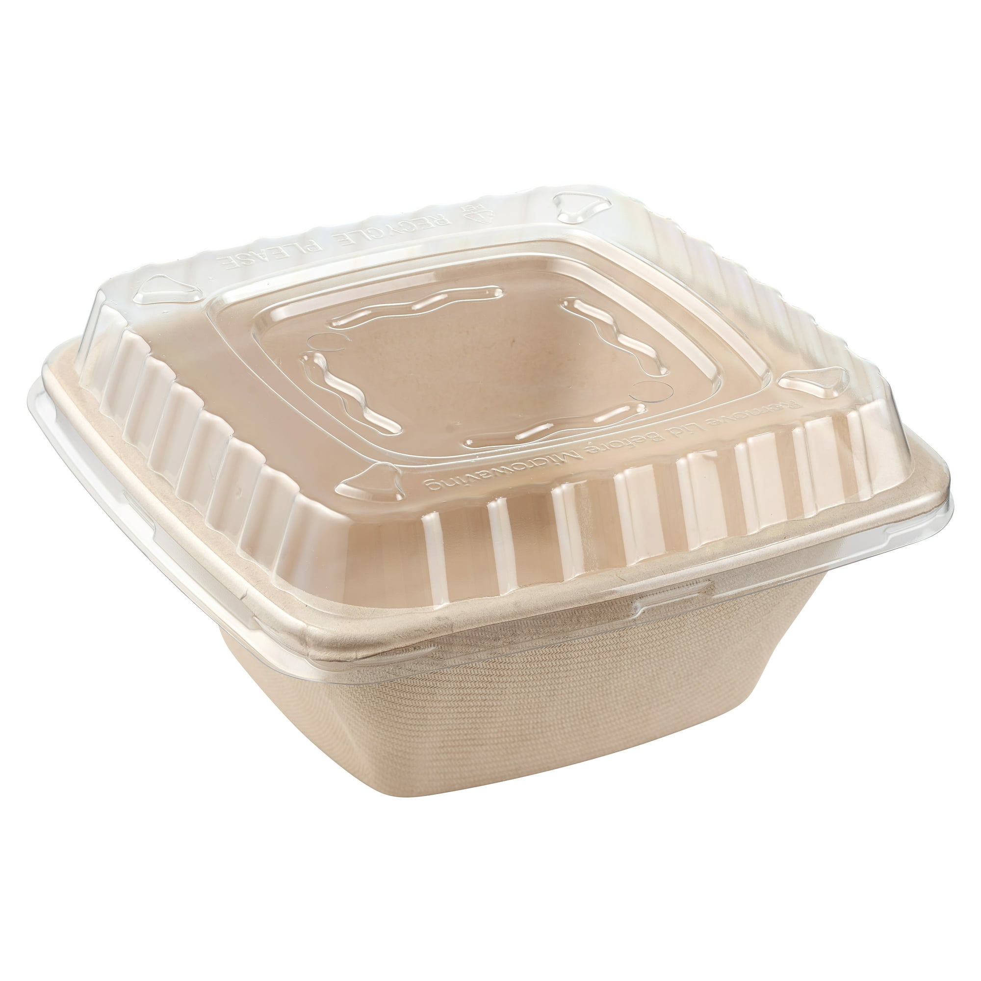 [50 Pack] 32oz Compostable Square Container Eco Friendly Bowls with Lids - Square Bowl Tree Free Sugarcane Bagasse Meal Prep Bento Boxes Take Out Catering Microwavable Deep Container by EcoQuality
