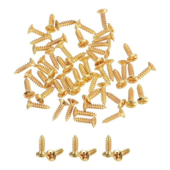 50 Pack 3MM Electric Guitar Bass Pickguard Screws Scratch Plate Mounting Screw for SQ ST TL Guitar (Gold)