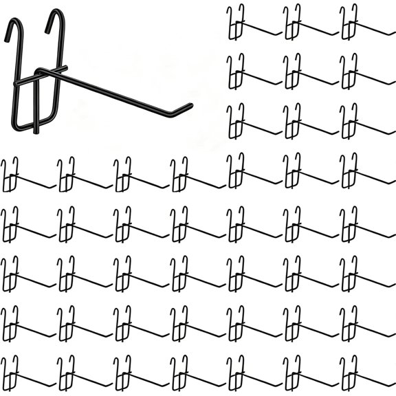50 Pack 4 Inch Gridwall Hooks, Store Garage Wall Mount Organizers, Space Saving Grid Wall Accessory for Home Setup, Room, Kitchen, Retail, Craft Show Easy to Use (Black)