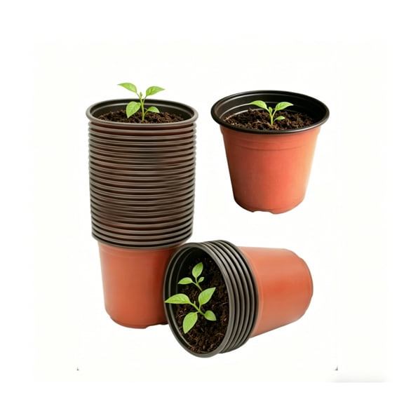50 Pack 4 Inch Plastic Nursery Pots, Seed Starter Pots with Drainage Holes, Durable Plant Containers for Seedlings, Vegetables, Flowers & Succulents