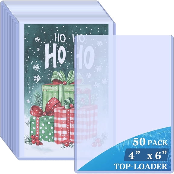 50 Pack 4" x 6" Hard Plastic Card Sleeves, Photo Card Sleeve for Trading Card, Baseball Card, Postcard, Clear Double Sided Display Collector and Protector
