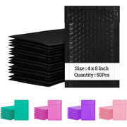 50 Pack 4" x 8" Bubble Mailers - Black Self-Seal Poly Padded Envelopes for Small Business Shipping - Waterproof & Secure Packaging Bags