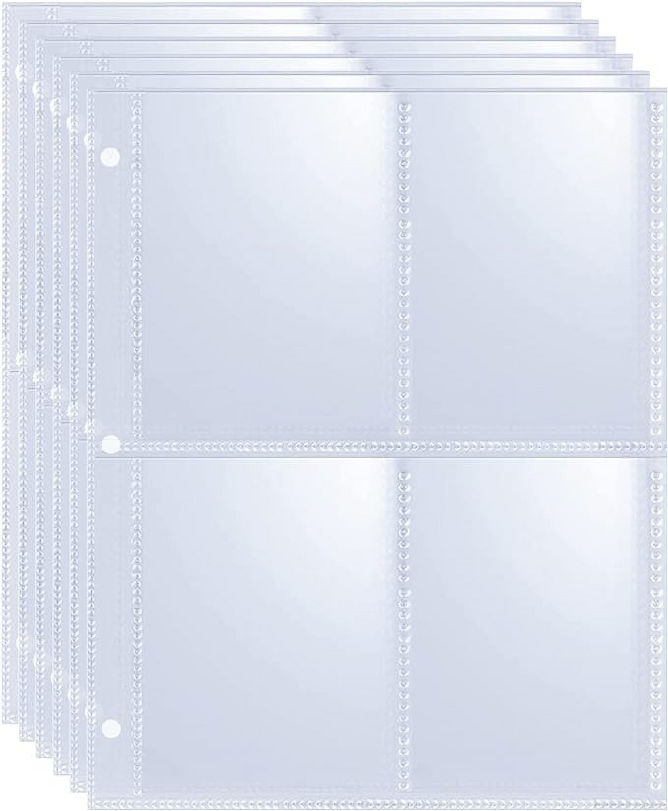 50 Pack 400 Pockets 2.5x3.5" Trading Card Sleeves,DoubleSided 4 Pocket 6.1x7.6" Page Protector