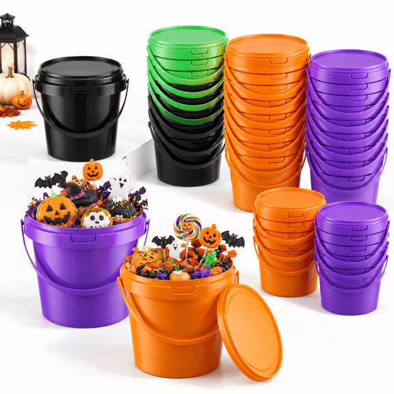 50 Pack 48 Oz Trick Or Candy Buckets For Parties
