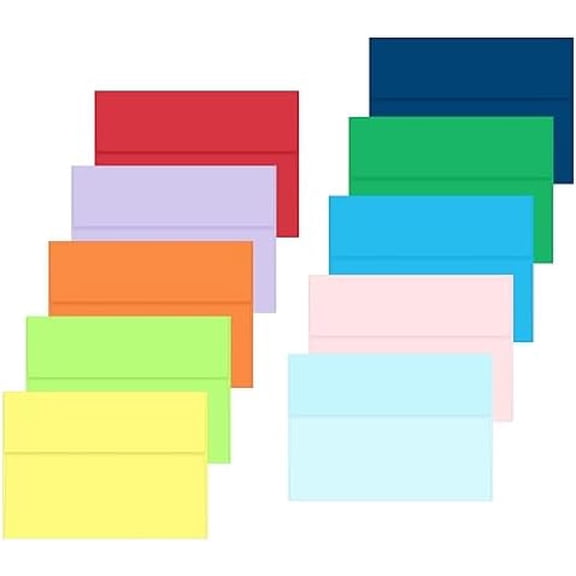 50 Pack 4X6 Envelopes for Invitation, A6 Envelopes Self Seal for Cards,Photos,Wedding, Birthday, Party, Babay Shower (Multicolor)