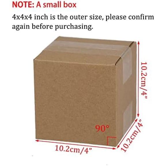 50 Pack 4x4x4 Inches Shipping Boxes, Small Corrugated Cardboard Boxes for Mailing and Packing, Brown