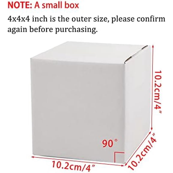 50 Pack 4x4x4 Inches Shipping Boxes, Small Corrugated Cardboard Boxes for Mailing and Packing, White