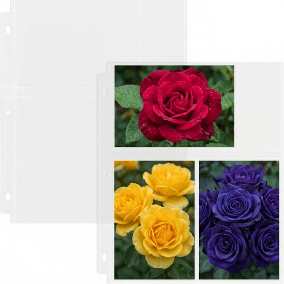 50 Pack 4x6 Photo Sleeves for 3 Ring Binder, Heavy Duty Archival Clear Picture Pages Holds 300 Photos, Acid Free Polypropylene Protectors, Memo Pocket Included, Clear