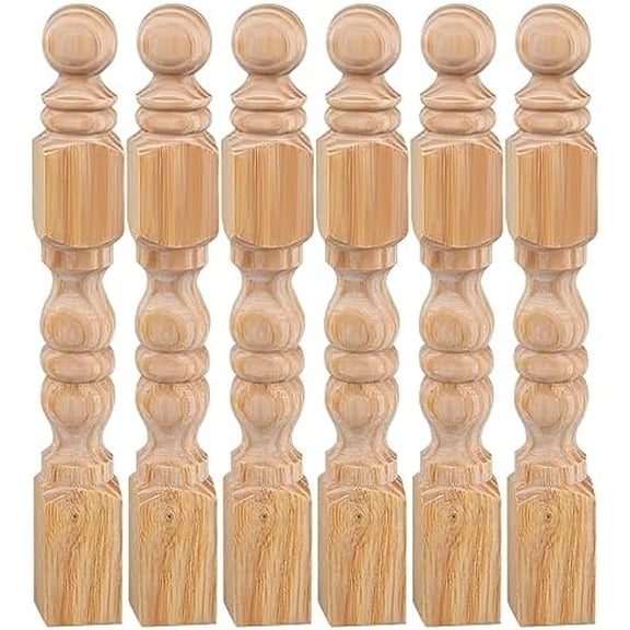 50 Pack 5-2/7 Inch Unfinished Wooden Baluster Spindles, European Decorative Unpainted Wood Newel Post Handrail for DIY Staircase Furniture Woodworking Crafts Home Improvement$$Tools & Hardware Other