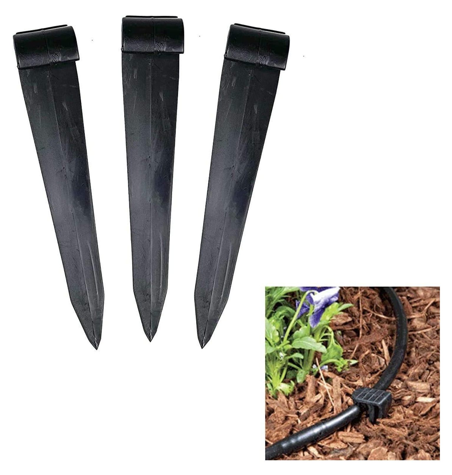 50Pack 5.25" Drip Hold Stakes for 1/2 Drip Tubing Irrigation