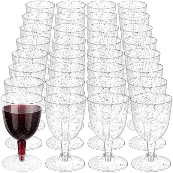 50 Pack 5.7 Oz Clear Stemmed Plastic Wine Glasses for Parties Weddings Birthday Events