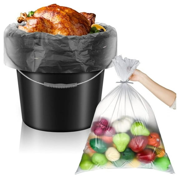 50 Pack 5 Gallon Bucket Liner Bags,Transparent Food-Grade Plastic Bags,Clear Ice Bucket Liners,Disposable 3 Mil Turkey Brine Bags,Marinating Container Bag for Storage Food