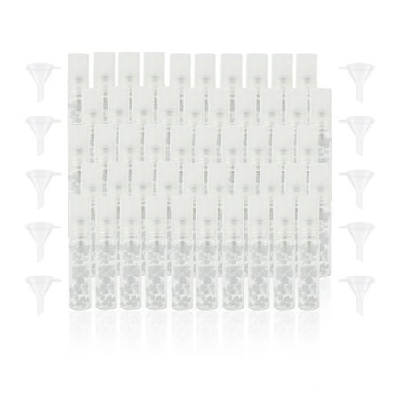 50 Pack 5ml Glass Spray Bottles Empty Refillable Fragrance Sample Bottles Small Perfume Vials With 10 Funnels, Grey Floral Print