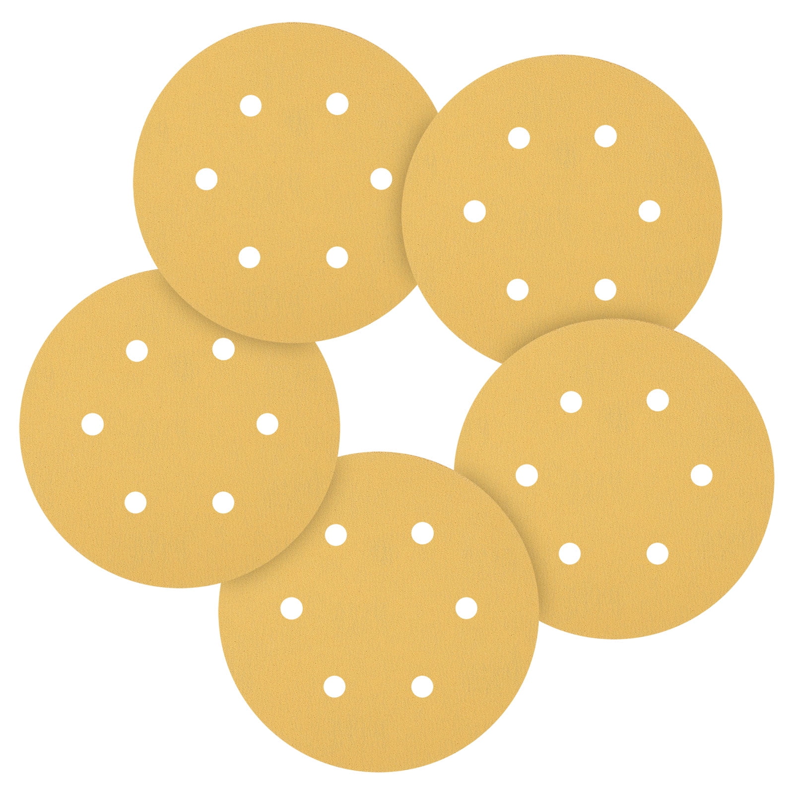 50 Pack 6 Inch Sanding Disc 120 Grit 6 Hole Round Hook and Loop Sandpapers Fit for Random Orbital Sander Automotive or Cars Repairing, Grinding or Polishing, Yellow