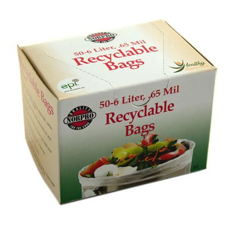 50 Pack 6 Liter Reuseable Bag Use For Food Scraps Peelings Egg Shells, Each