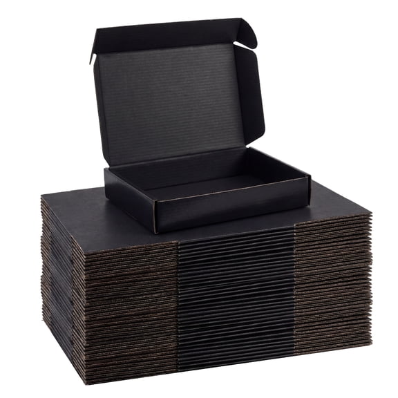 50 pack 6x4x1 inch Shipping Boxes  Recyclable Black Corrugated Cardboard Mailers for Small Gift & Business