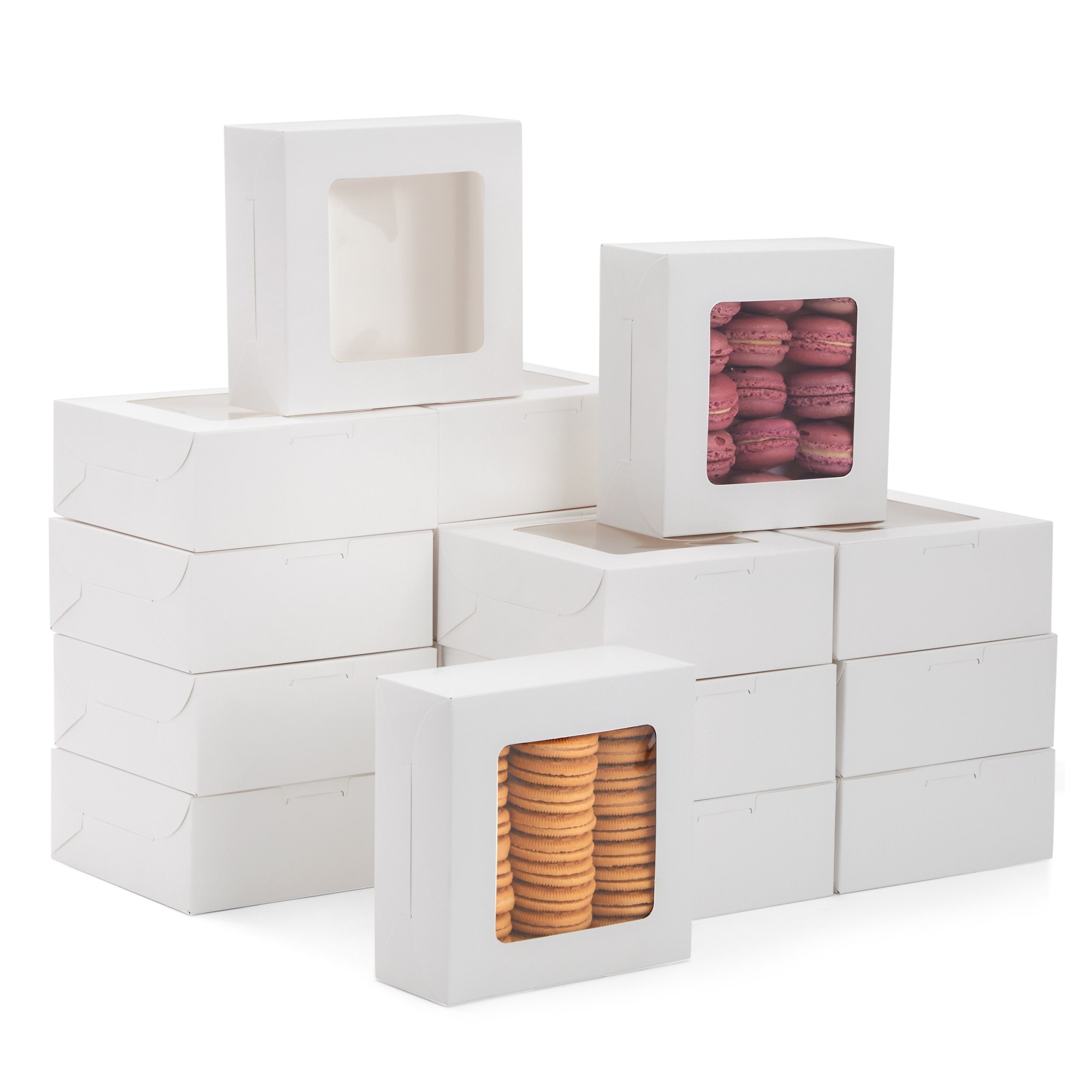 OCreme White Bakery Boxes with Window, Display Pies, Pastries, Cupcakes