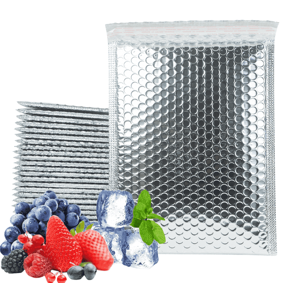 Pack of 50 6x8 inch Silver Metallic Bubble Mailers, Self-Seal Thermal Insulated Padded Envelope