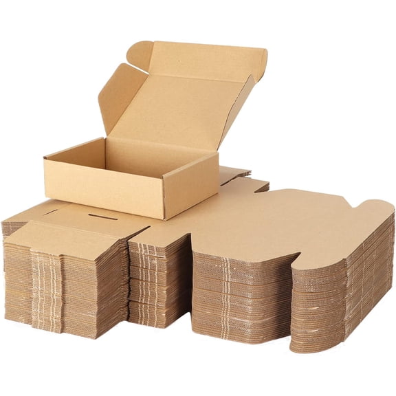 50 Pack 7x5x2 inch Small Shipping Boxes, Brown Mailing Boxes | Tuck Top, Quick Fold, Easy Assemble, Shape Well, Single Corrugated, DIY Cardboard, Phone, Card Shipping, Business Packaging