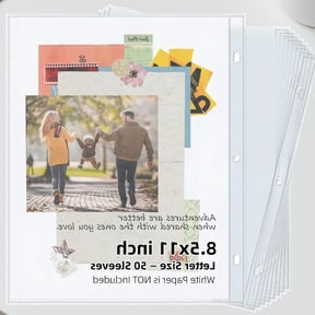 50 Pack 8.5x11 Clear Page Protectors, Heavyweight Top Loading Plastic Sleeves for 3 Binders, Scrapbook Refill Pages for Photo Storage