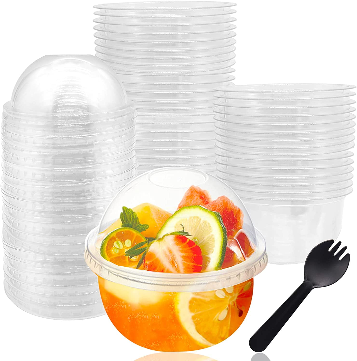 50 Pack 8 Oz Clear Plastic Cups with Dome Lids, Parfait Cups with No