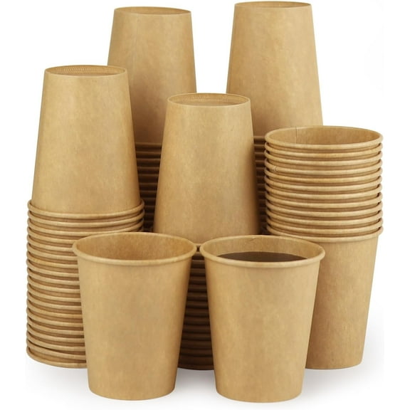 50 Pack 8 oz Compostable  Paper Cups: Disposable Paper Coffee Cups for Hot/Cold Beverage Party Home Office Coffee Cups Beverage Drinking Brown for Events